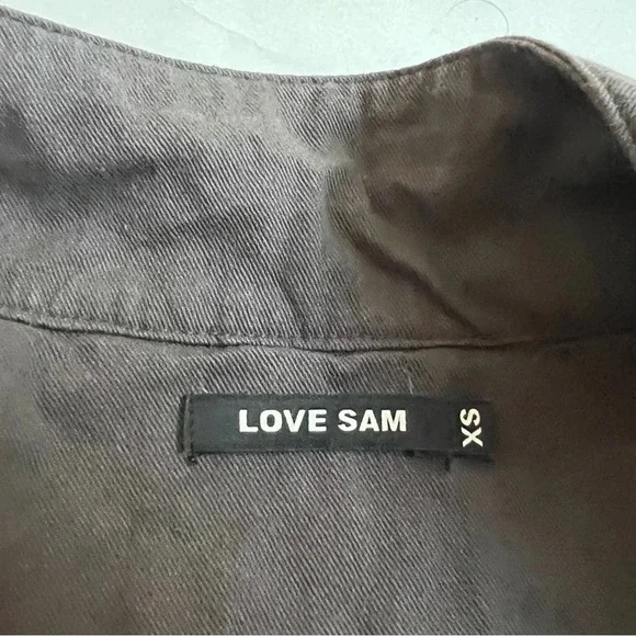 Anthropologie Love Sam XS Khaki Travis Beaded 100% Cotton Utility Jacket - Picture 13 of 14